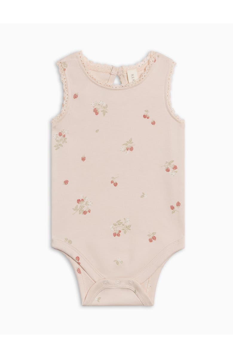 KENDI by Colored Organics Organic Luna Lace Tank Bodysuit, Alternate, color, Raspberries / Shell + Mint