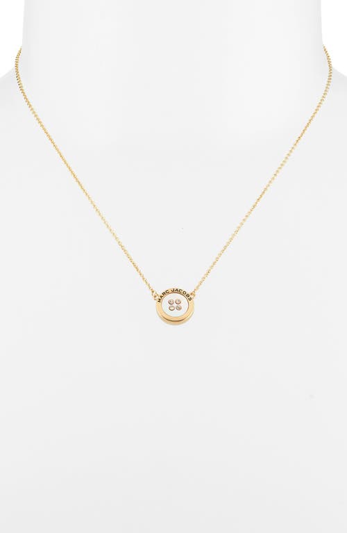 Marc Jacobs The Button Crystal Embellished Pendant Necklace In Gold/mop