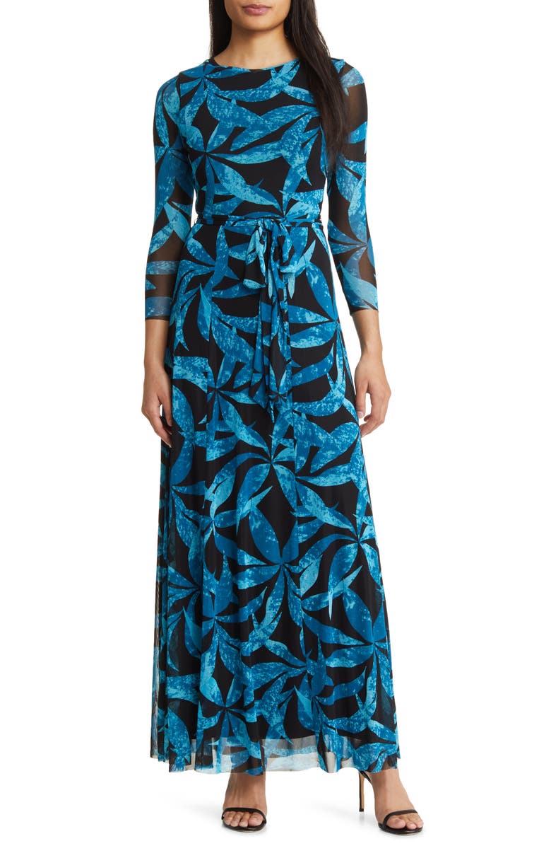 Anne Klein Print Mesh Maxi Dress, Main, color, 