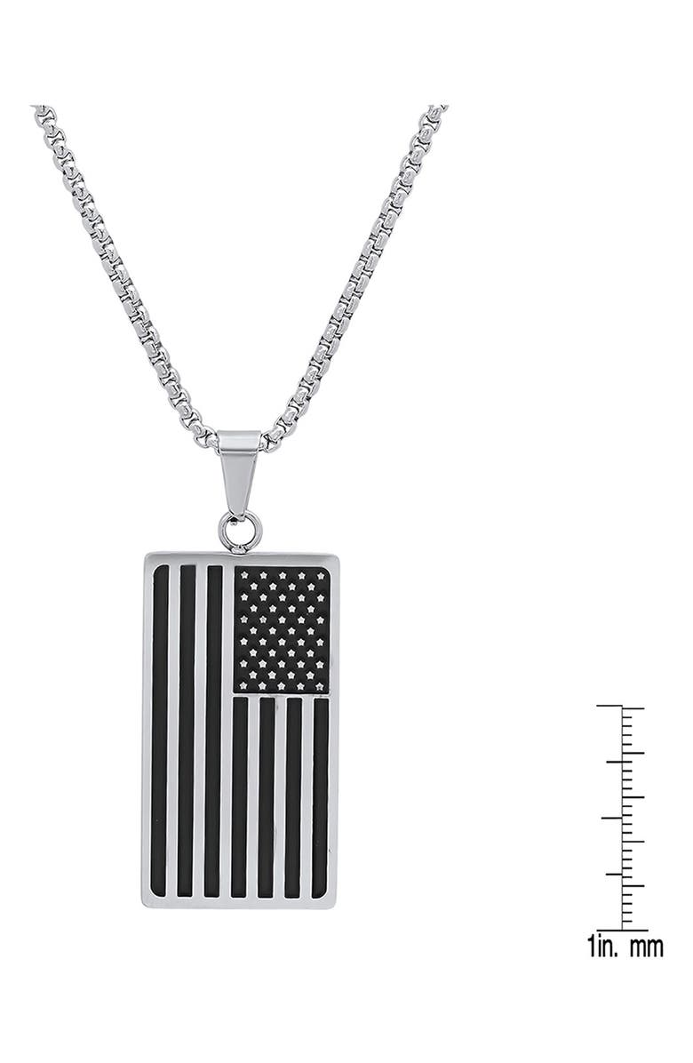 HMY JEWELRY Men's Stainless Steel American Flag Pendant Necklace, Alternate, color, Metallic/ Black