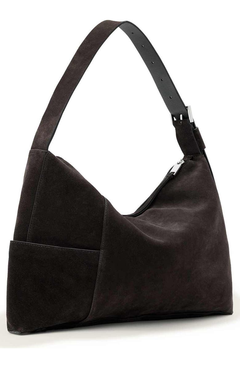 AllSaints Medium Alba Suede Shoulder Bag, Alternate, color, Bitter Brown