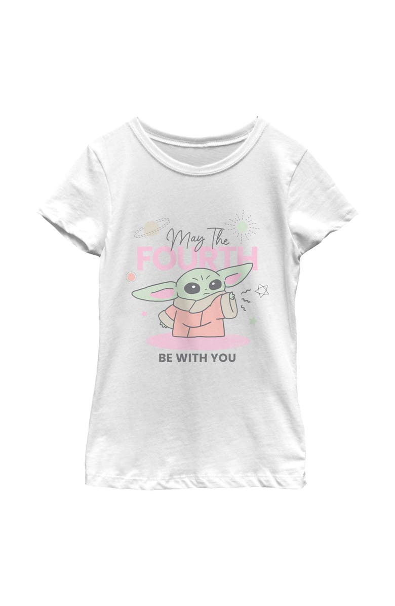 Star Wars: The Mandalorian Girl's Star Wars The Mandalorian Grogu May The Fourth Graphic T-Shirt, Main, color, White