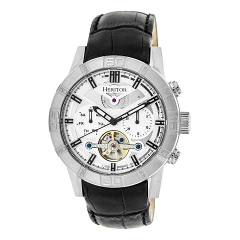 Hannibal Semi-Skeleton Leather-Band Watch