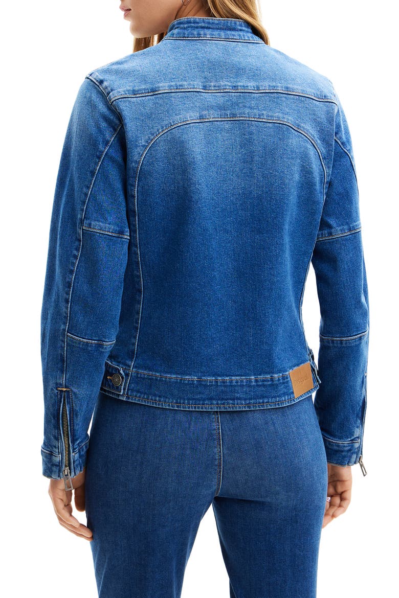 Denim Biker Jacket, Alternate, color, BLUE