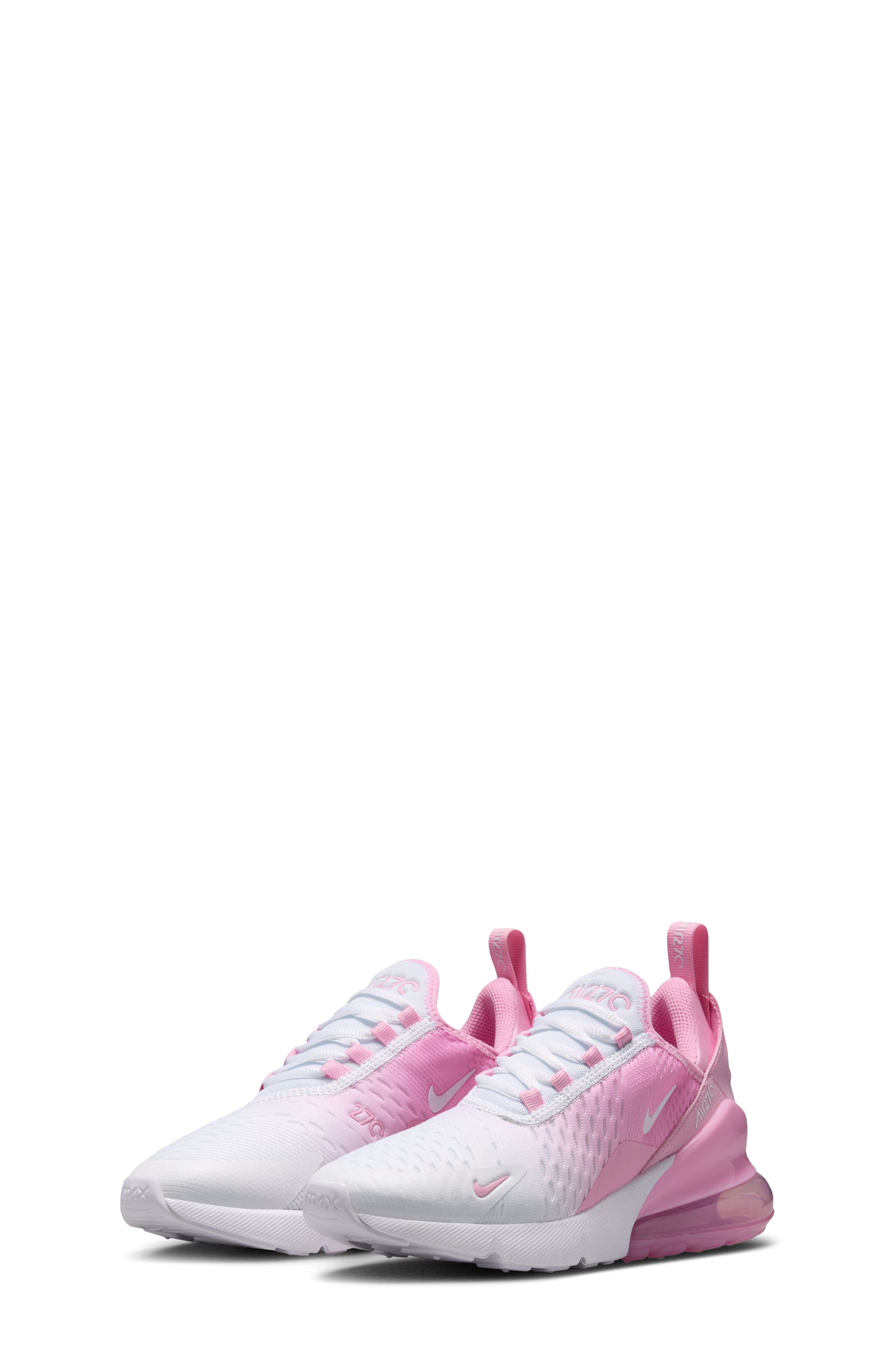Kids' Air Max 270 Sneaker, Alternate, color, 604 PNKRIS/WHITE