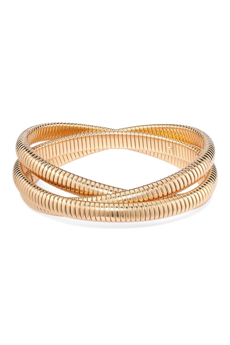Hello Goldtone Friend Layered Bracelet, Main, color, GOLD