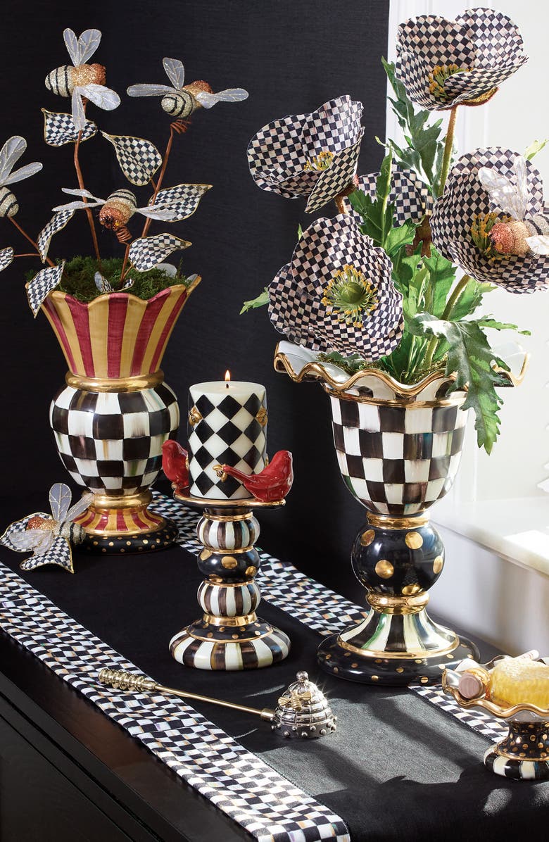 MACKENZIE CHILDS Courtly Check Table Runner, Alternate, color, Black/ White