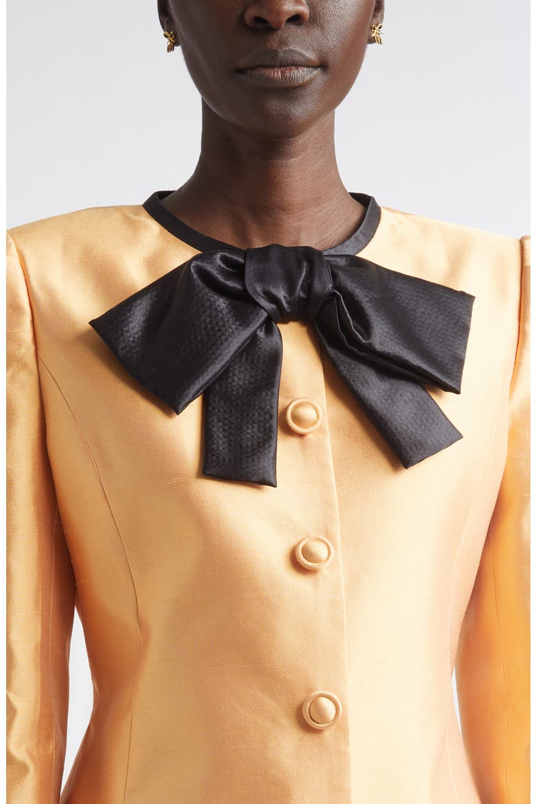 Silk Shantung Bow Jacket, Alternate, color, ORANGE
