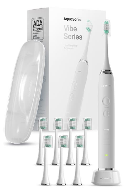 VIBE Series Charcoal Gray UltraSonic Whitening Toothbrush with 8 DuPont Brush Heads & Travel Case