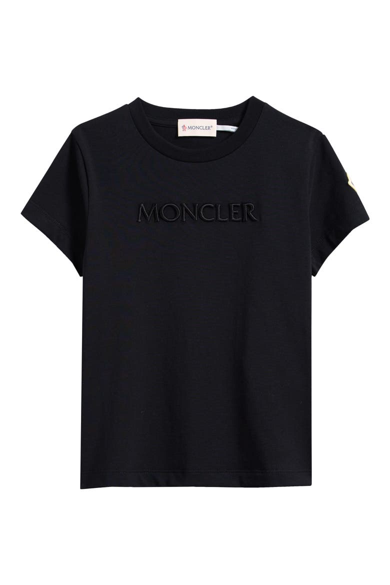 Kids' Embroidered Logo Patch T-Shirt, Main, color, BLACK