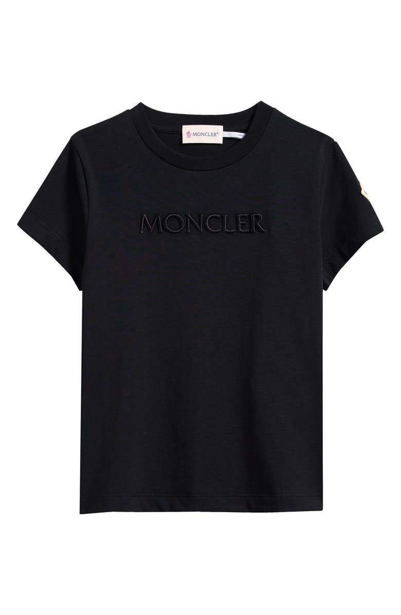 Moncler Kids' Embroidered Logo Patch T-Shirt, Main, color, Black