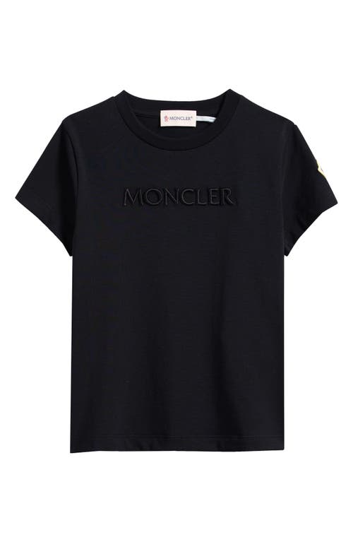 Moncler Kids' Embroidered Logo Patch T-shirt In Black