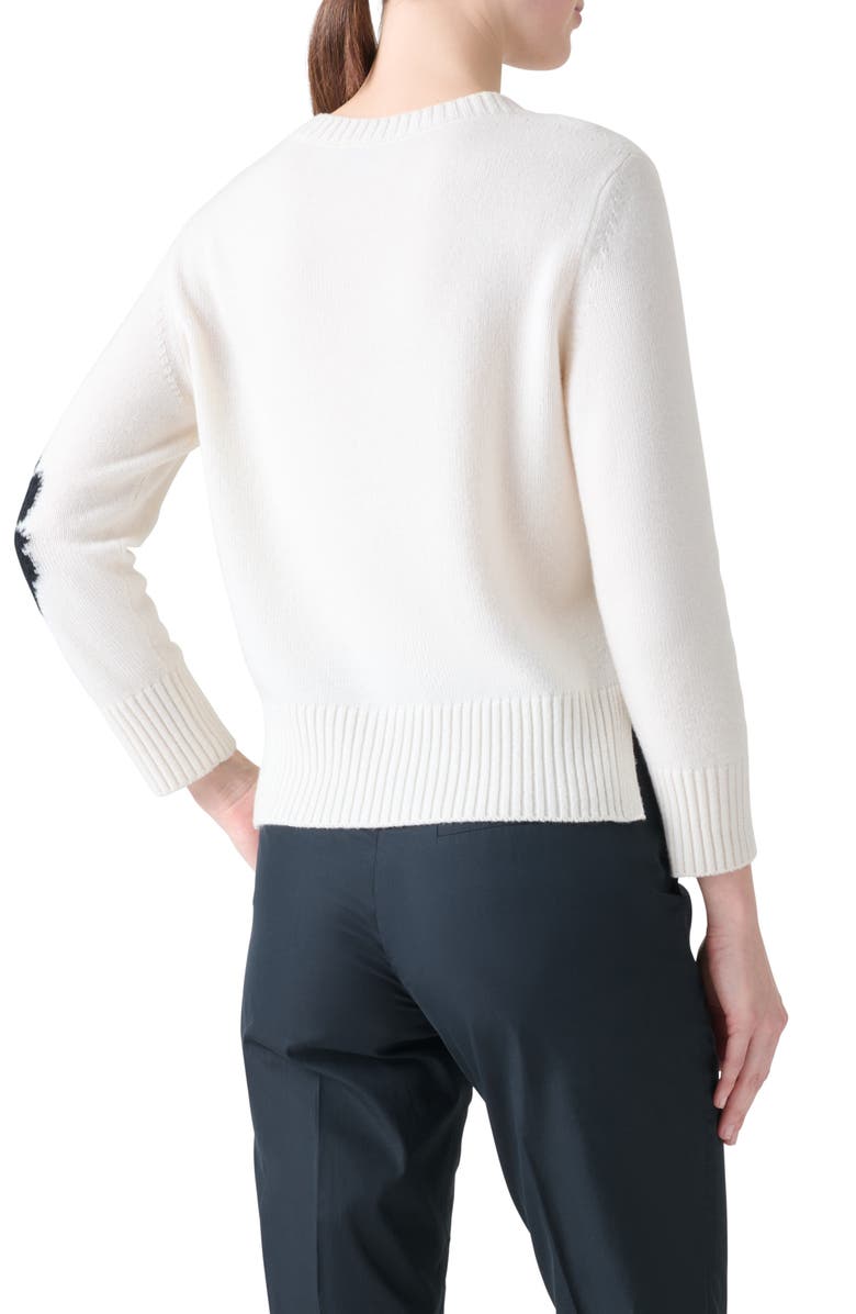 Akris Anemone Intarsia Cashmere & Silk Crewneck Sweater, Alternate, color, Ecru-Black