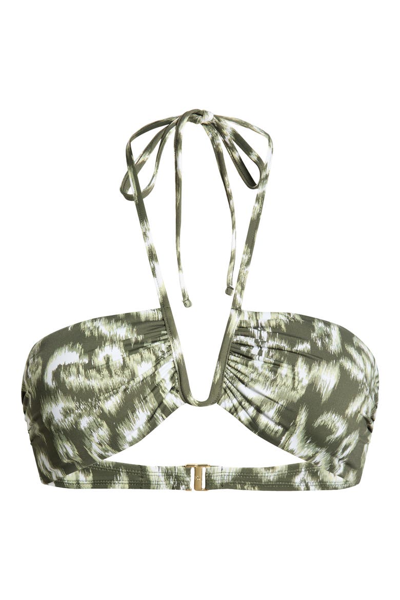 Shirred V-Wire Bikini Top, Alternate, color, GREEN MULTI