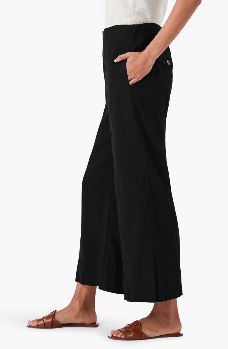 NIC+ZOE Rumba Park Wide Leg Crop Organic Linen Blend Pants, Alternate, color, Black Onyx
