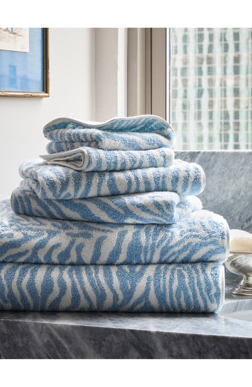 Matouk Regine Zebra Stripe Cotton & Linen Bath Towel In Blue