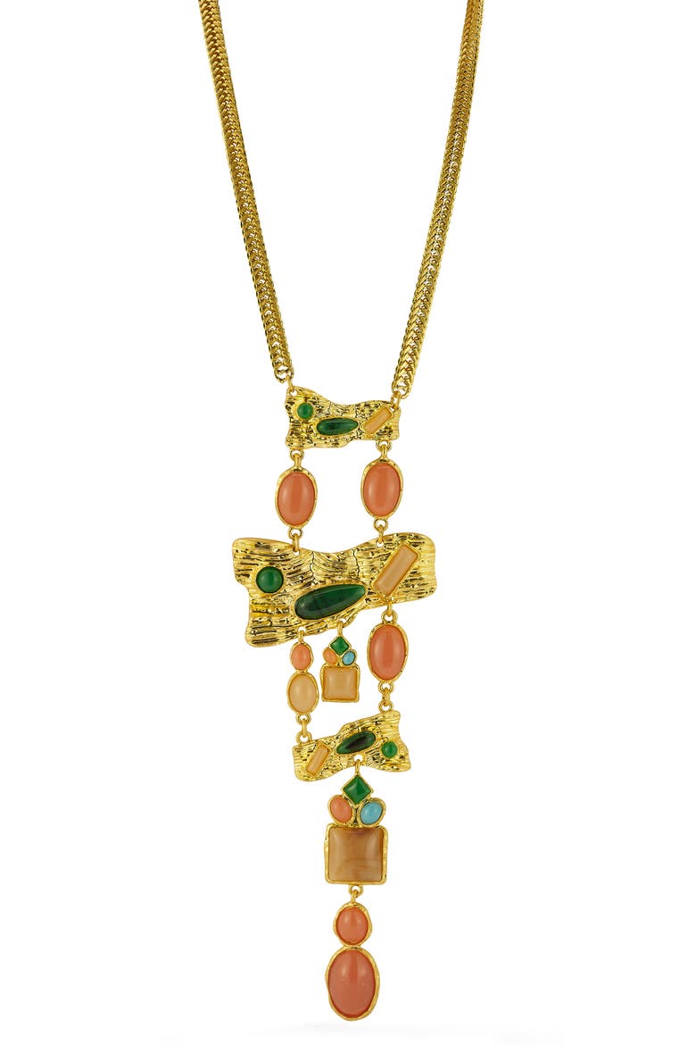 Goldtone Statement Y Necklace, Main, color, GOLD