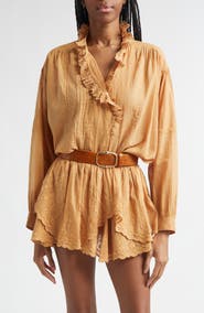 Isabel Marant Étoile Leota Ruffle Cotton Top