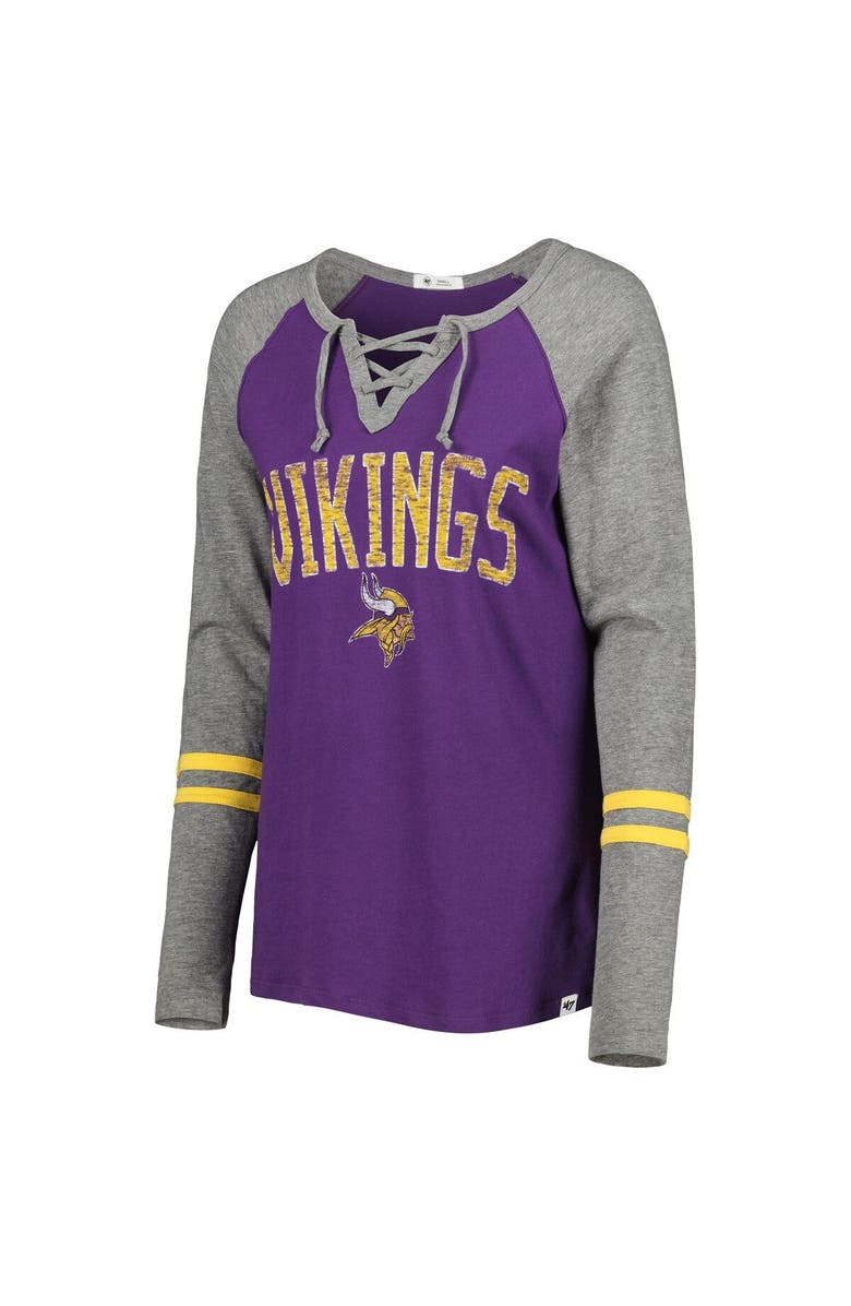 '47 Women's '47 Purple Minnesota Vikings Arch Out Frankie Raglan Long Sleeve Notch Neck T-Shirt, Alternate, color, 