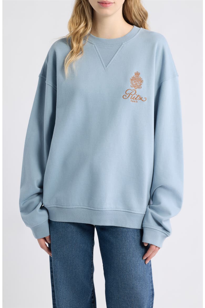 x The Ritz Paris Gender Inclusive Sweatshirt, Main, color, LIGHT BLUE