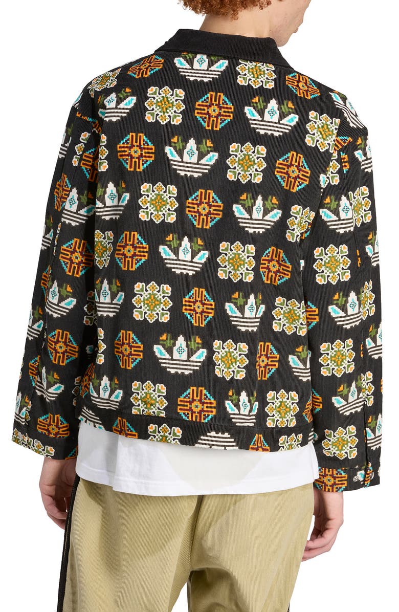adidas Monogram Print Relaxed Fit Corduroy Coach Jacket, Alternate, color,