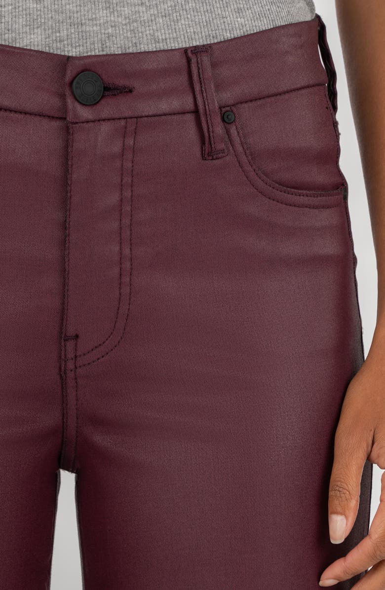 KUT from the Kloth Meg Coated High Waist Wide Leg Ankle Jeans, Alternate, color, Blackberry