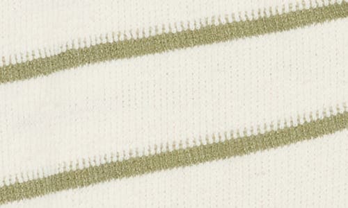 Blu Pepper Stripe Knit Henley In Olive