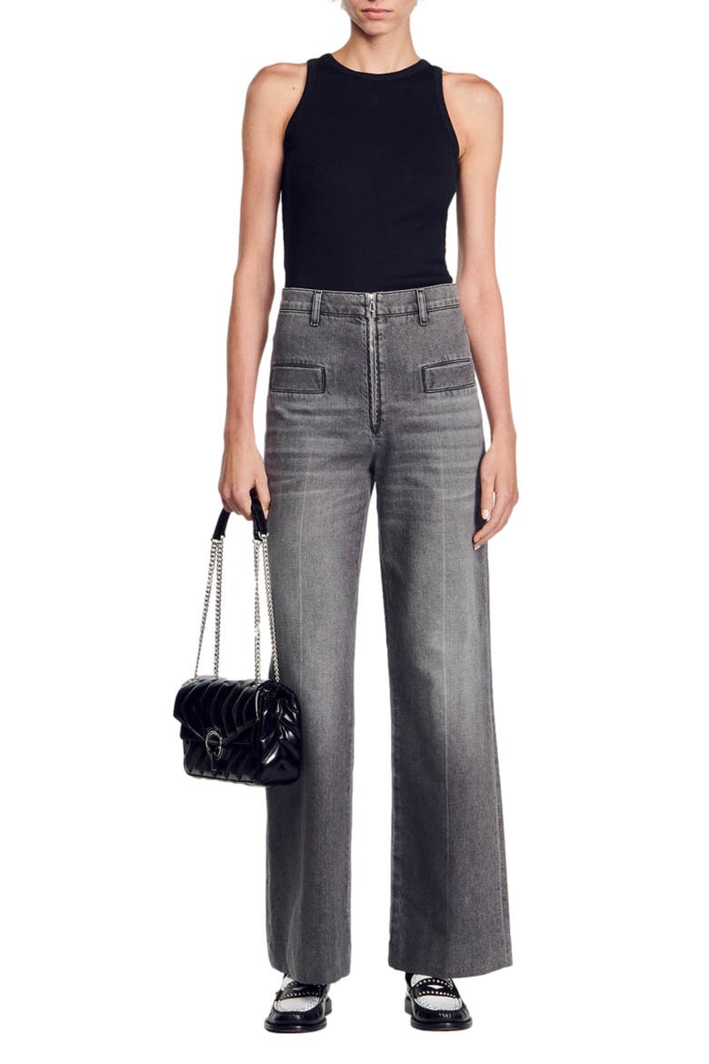 Embroidered vest top, Alternate, color, BLACK
