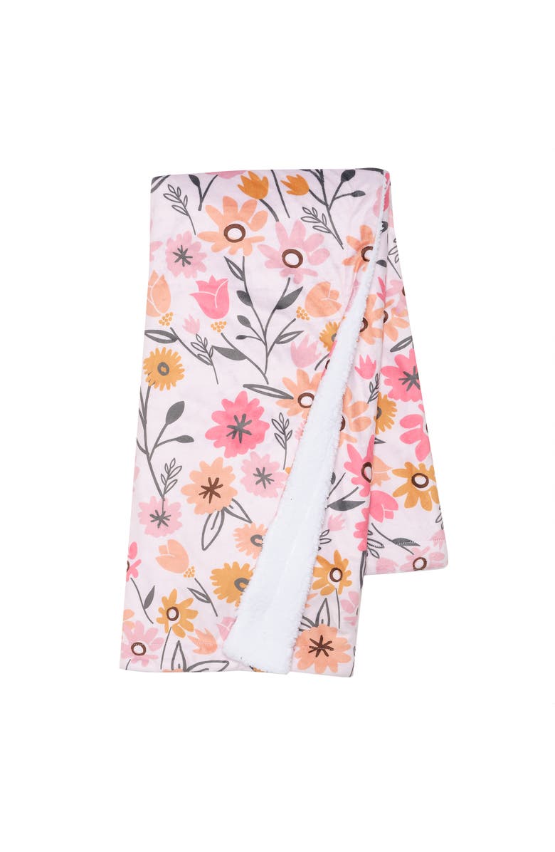 Lambs & Ivy Little Garden Soft Luxurious Floral Warm Fleece Baby Blanket, Main, color, Pink