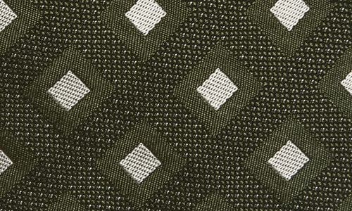 Hugo Boss Boss Geometric Jacquard Silk Blend Tie In Green