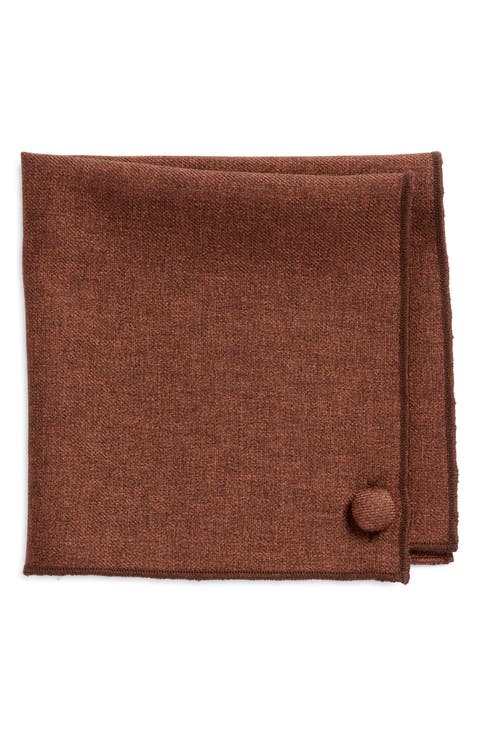 Solid Brown Wool Pocket Square