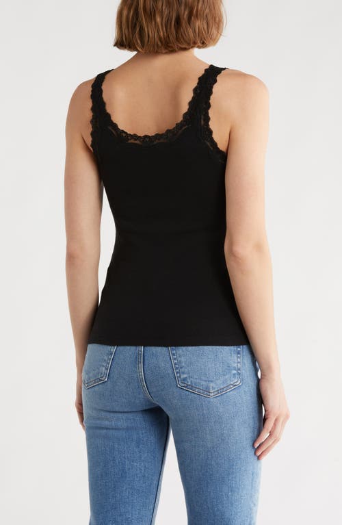 Leith Lace Trim Tank Top In Black