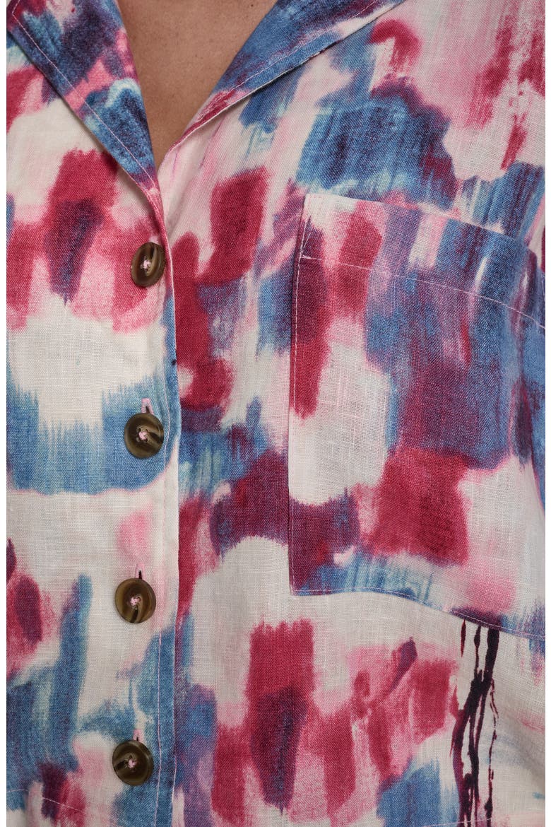 Convertible Collar Linen Button-Up Shirt, Alternate, color, URBAN BLOOM