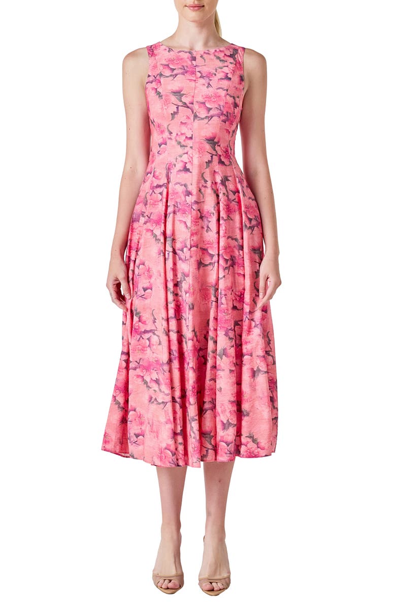 Endless Rose Floral Print Sleeveless Midi Dress, Main, color, Pink Multi
