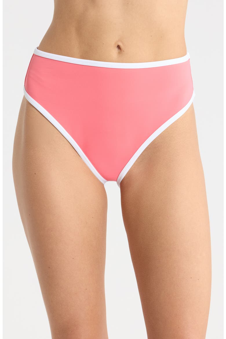 Compression High Waist Swim Bottoms, Main, color, CORAL BLOSSOM