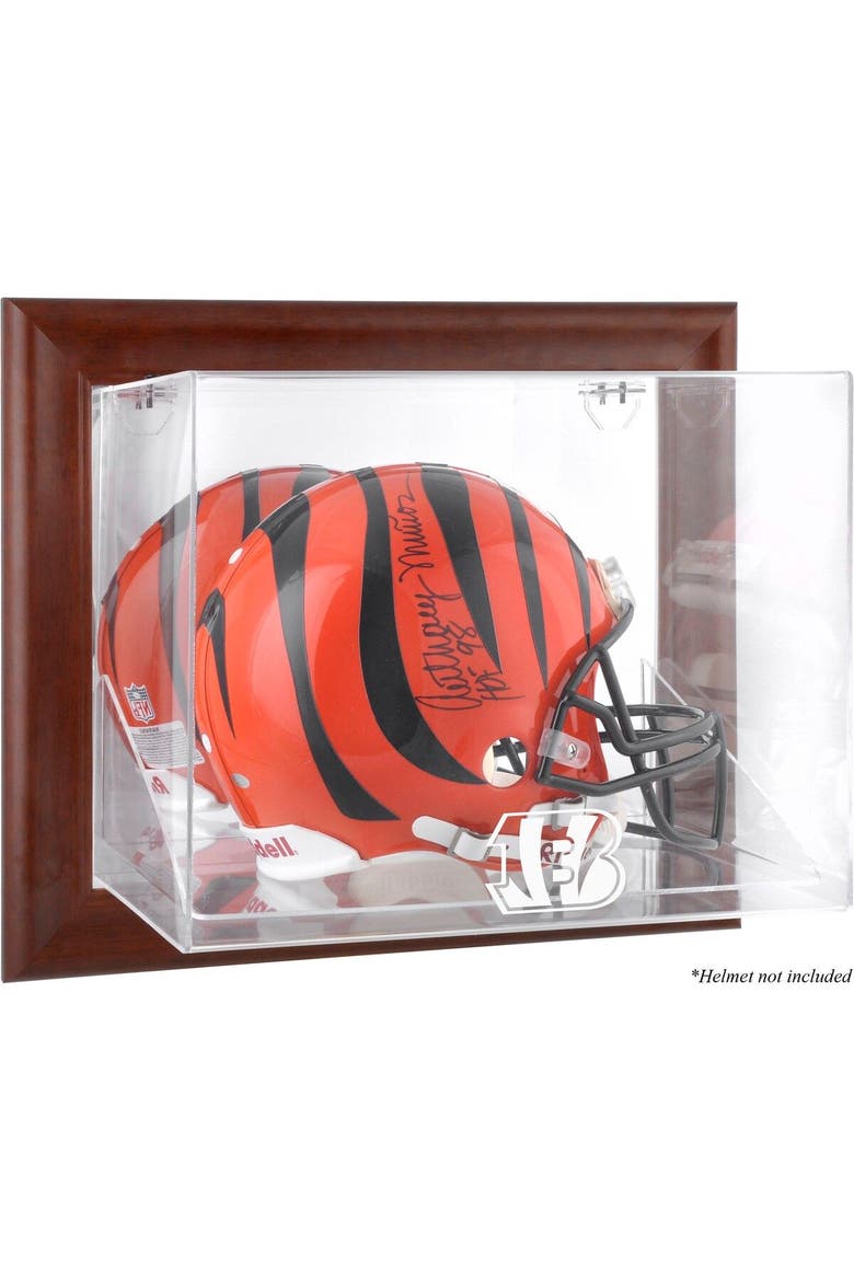 Cincinnati Bengals Brown Framed Wall-Mountable Logo Helmet Case, Main, color, Brown