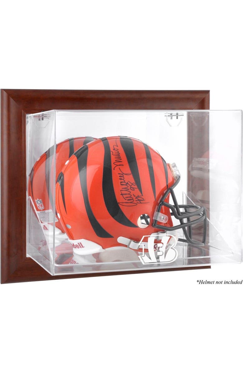 FANATICS AUTHENTIC Cincinnati Bengals Brown Framed Wall-Mountable Logo Helmet Case, Main, color,