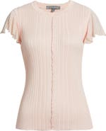 Wit & Wisdom Pointelle Flutter Sleeve Sweater