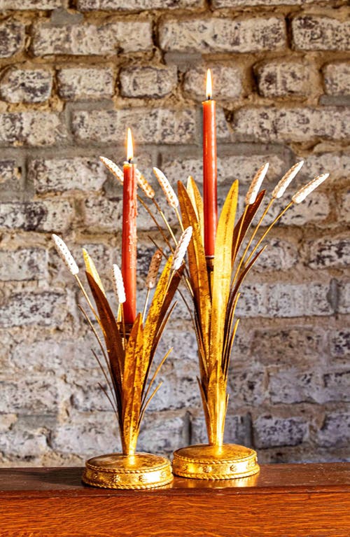 Juliska Forest Walk Wheat 17-inch Candleholder In Gold
