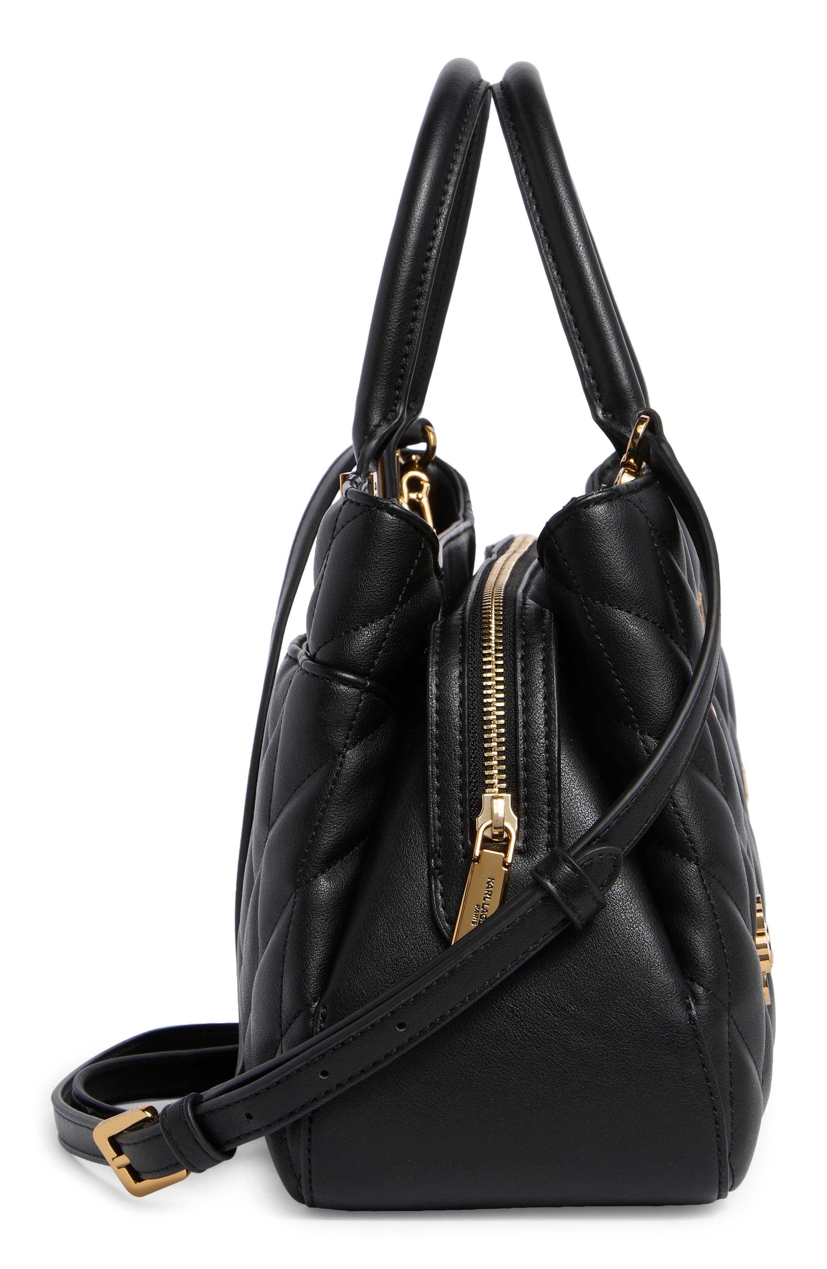 KARL LAGERFELD PARIS Meribel Satchel Bag, Alternate, color, Black/ Gold