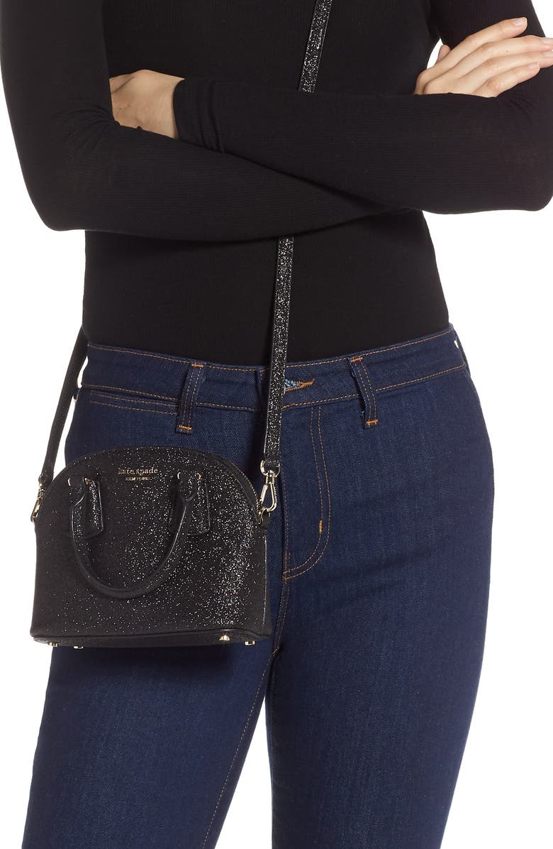 Kate Spade New York mini sylvia glitter dome satchel, Alternate, color,
