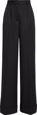 Dolce&Gabbana Pleated Cuff Hem Virgin Wool & Silk Trousers