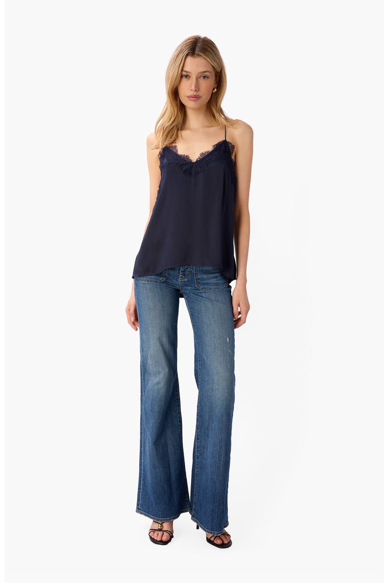 The Racer Lace Trim Silk Camisole, Alternate, color, NAVY