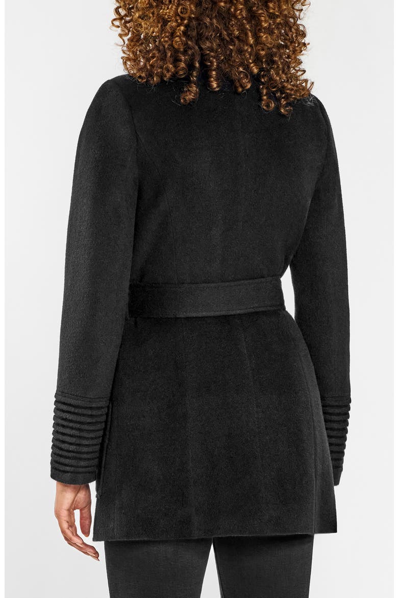 Baby Alpaca & Wool Cropped Wide Collar Wrap Coat, Alternate, color, BLACK