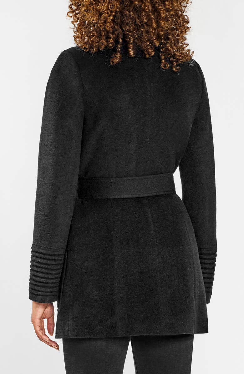 SENTALER Wide Collar Tie Waist Coat, Alternate, color, Black