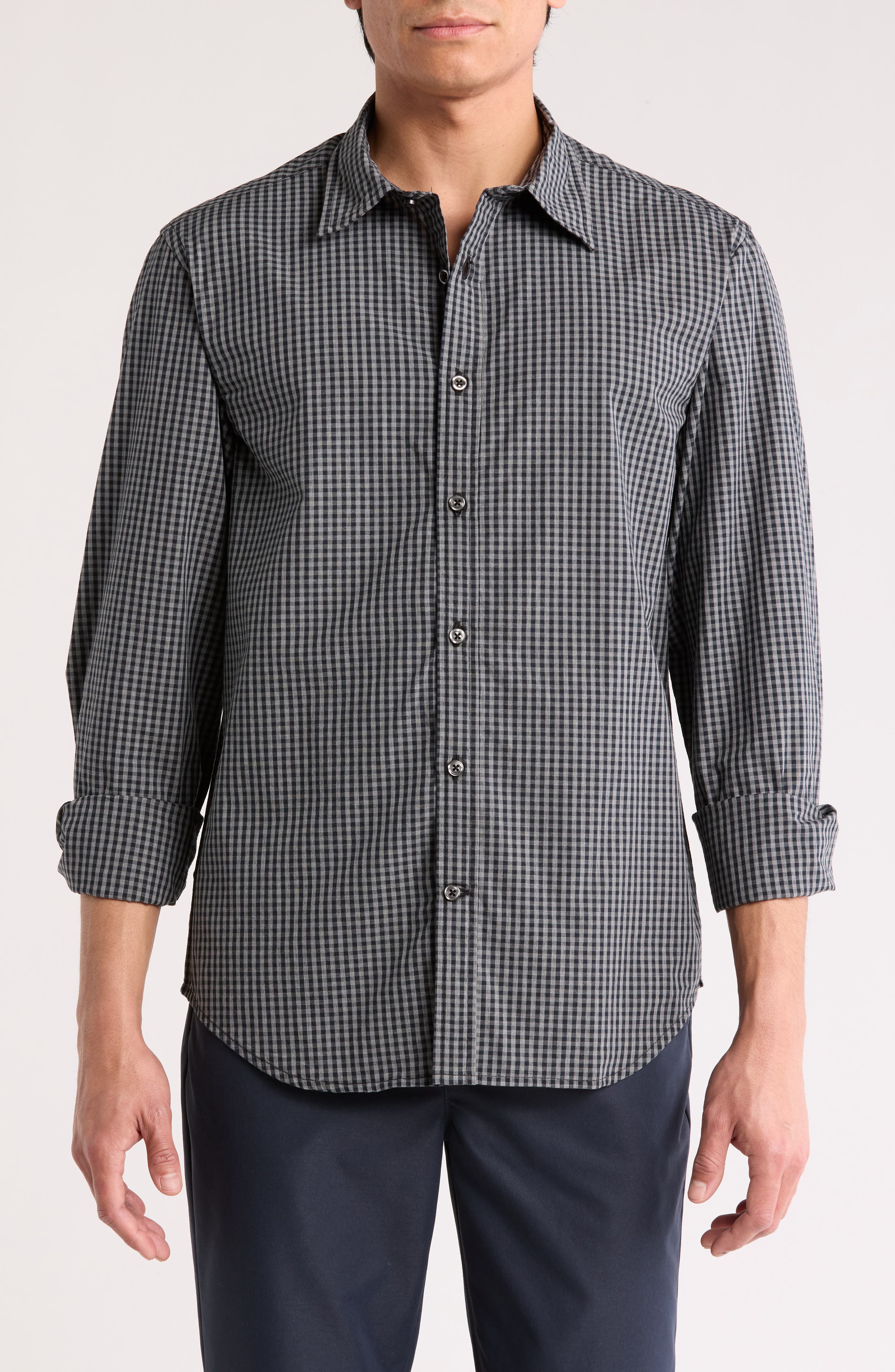James Campbell York Gingham Cotton Button Up Shirt