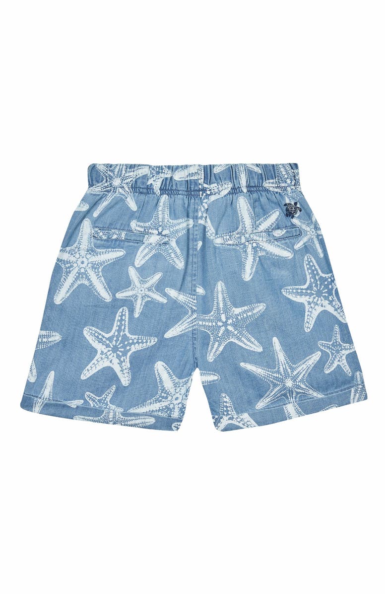 Vilebrequin Kids' Light Denim Printed Starfish Bermuda Shorts, Alternate, color, Bleach Denim W4