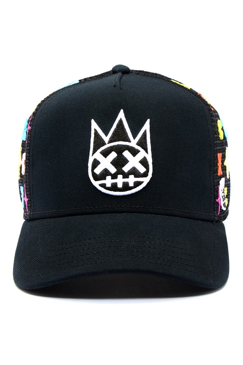 Shimuchan Logo Trucker Hat, Main, color, BLACK PATTERN