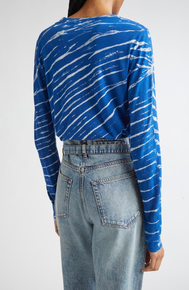Proenza Schouler Mia Tie Dye Long Sleeve Cotton Tissue T-Shirt, Alternate, color, Blue Multi