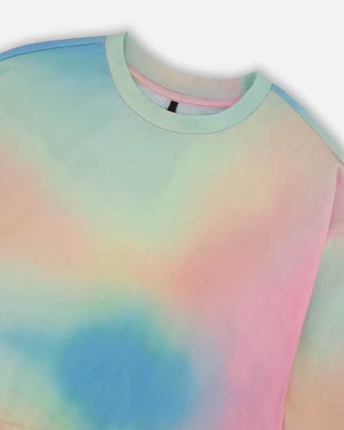 Deux Par Deux Little Girl's Printed Long Sleeve Top Multicolored Tie Dye In Multicolored Tie Dye